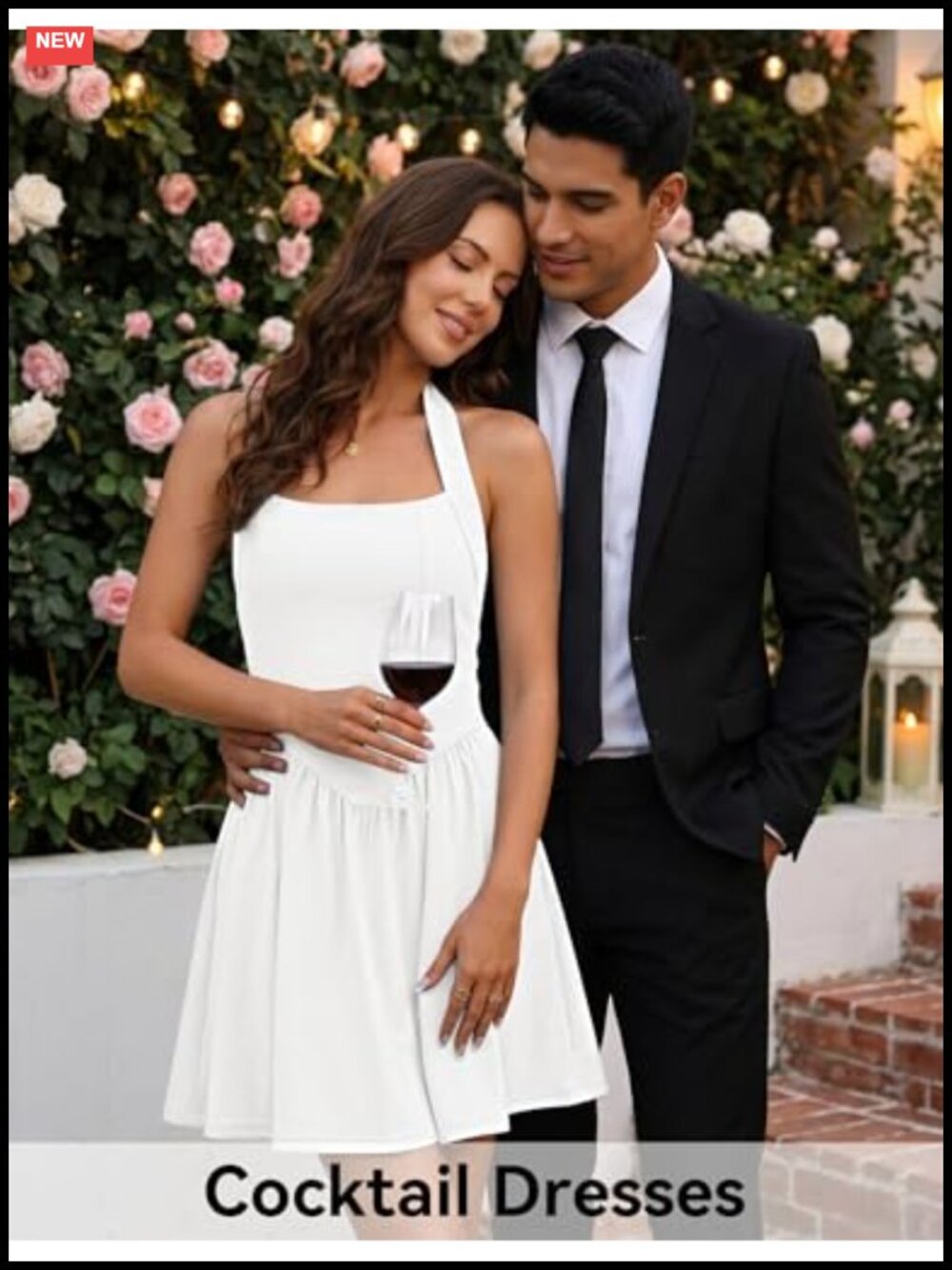 Halter Square Neck Sleeveless Mini Dress With Pockets A-Line Flowy - Picture 3 of 6